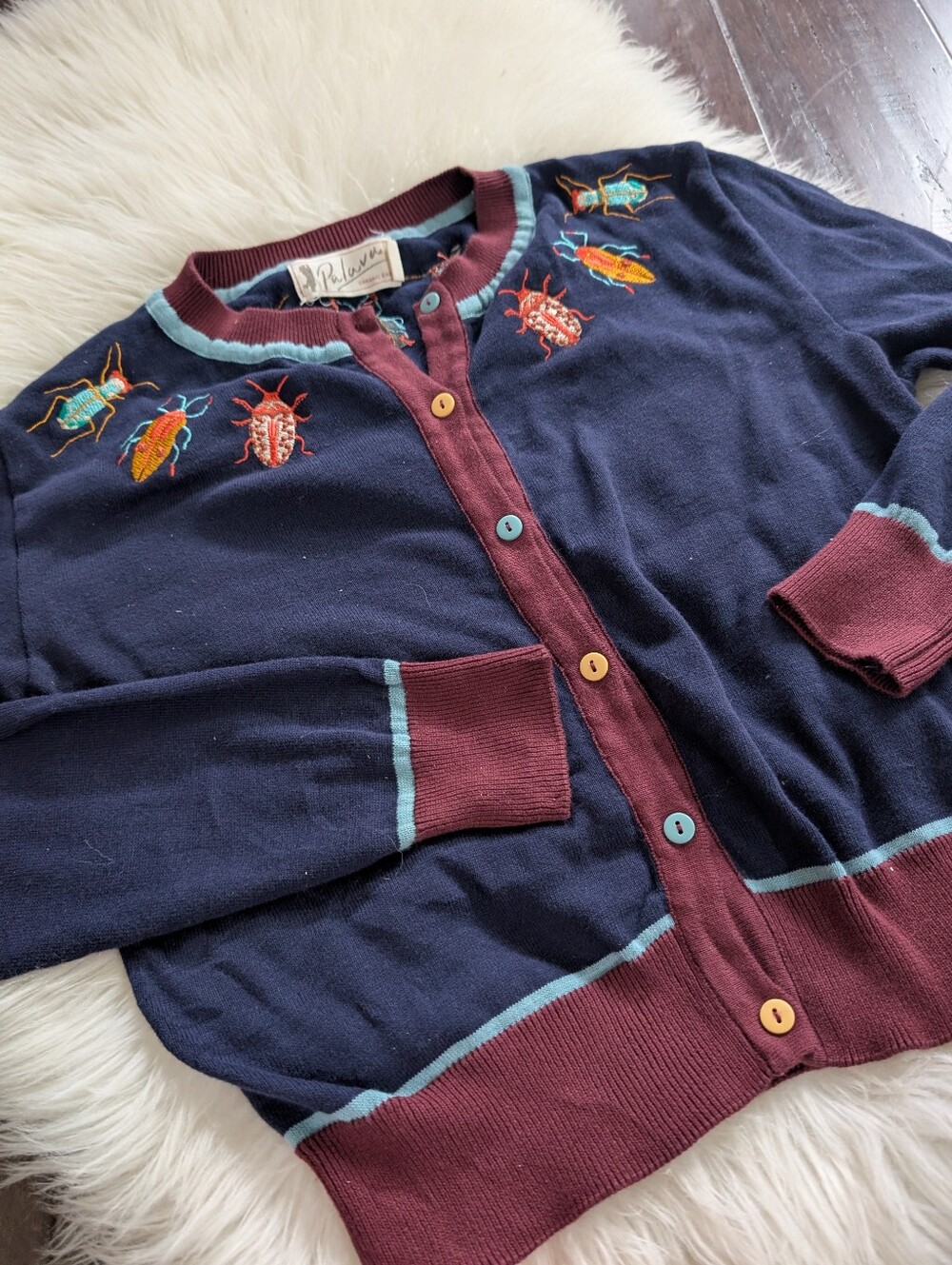 Palava Insect Bug Embroidered Cardigan Size S Small - Picture 2 of 5